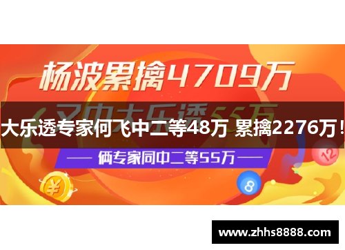 大乐透专家何飞中二等48万 累擒2276万！